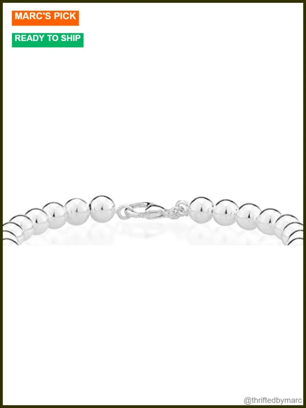 Italian 925 Sterling Silver 6mm Beaded Chain Bracelet for Women